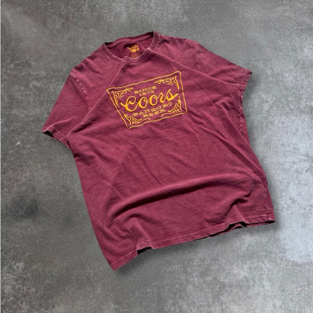 Lucky Brand Mens Coors Banquet Beer Graphic T Shirt Red Size Large